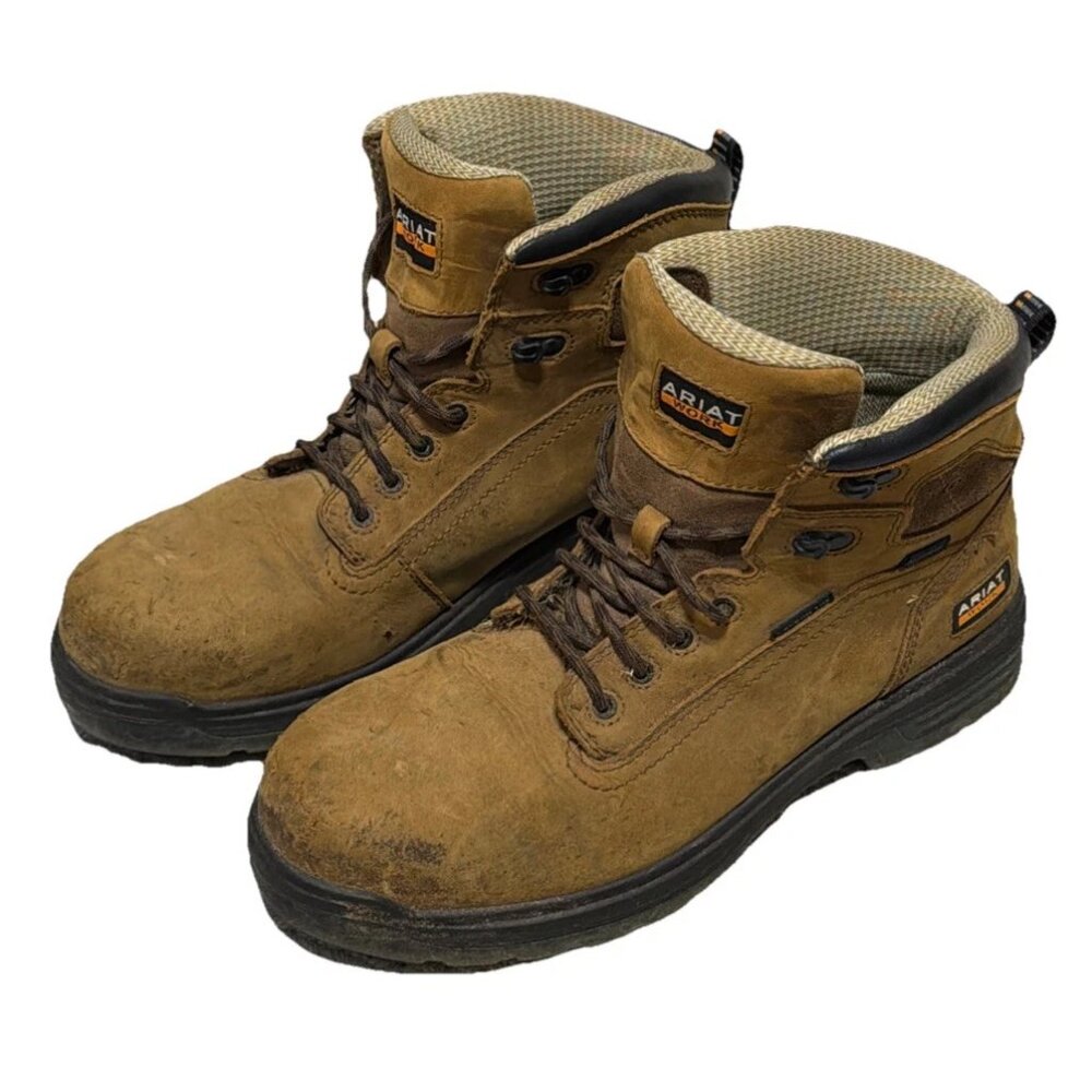 Ariat Turbo 8" Waterproof Composite Toe Work Boot Bark Men's Sz 10.5 EE F2413-18